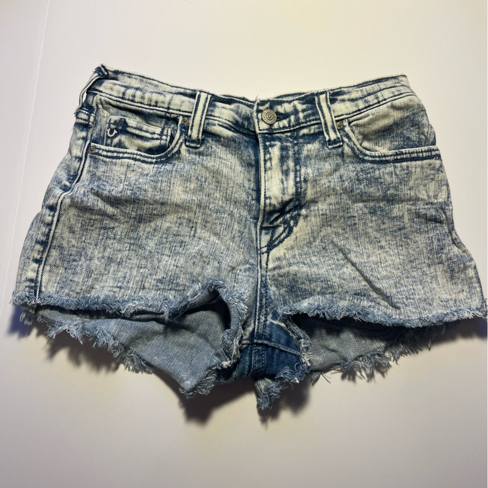 True Religion, Acid Washed, Vintage High Rise, Daisy Dukes, 80’s/90’s Size 26